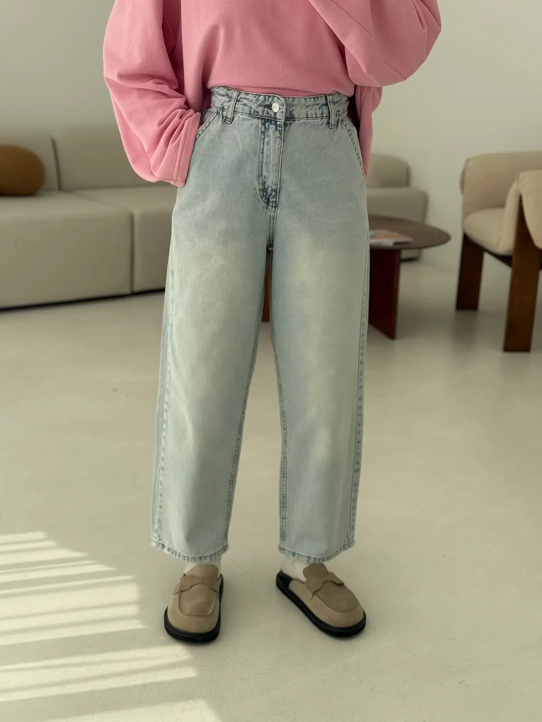 Acık Mavi Mom Jean