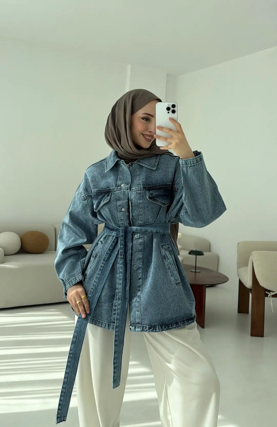 Bağlamalı Denim Ceket - Görsel 2