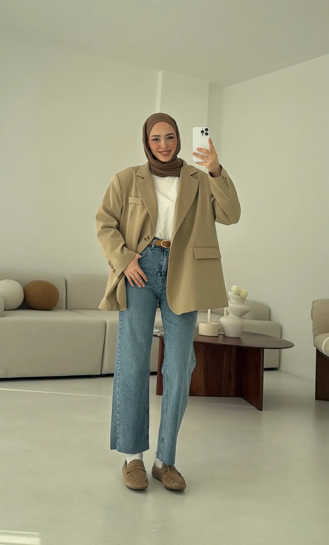 Çift Dügmeli Oversize Blazer Ceket Olive - Görsel 3