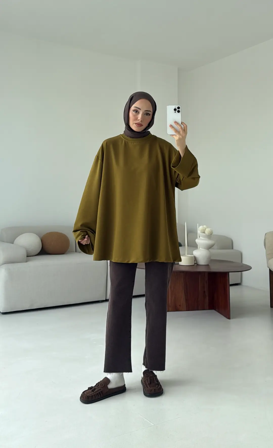 Dikiş Detay Basic Sweat Olive - Görsel 3