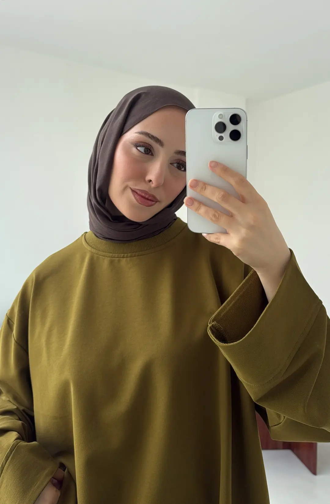 Dikiş Detay Basic Sweat Olive - Görsel 5