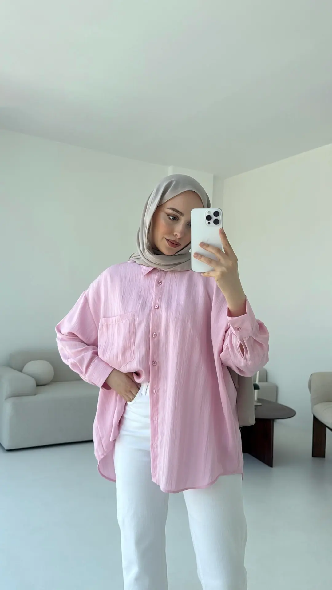 Dokulu Gömlek Pembe