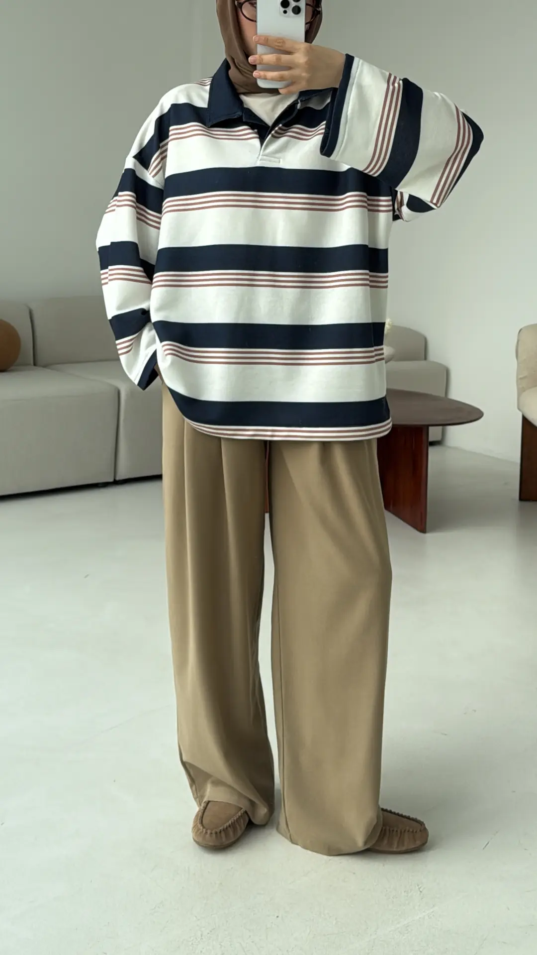 Fleece Polo Yaka Sweatshirt Lacivert - Görsel 2
