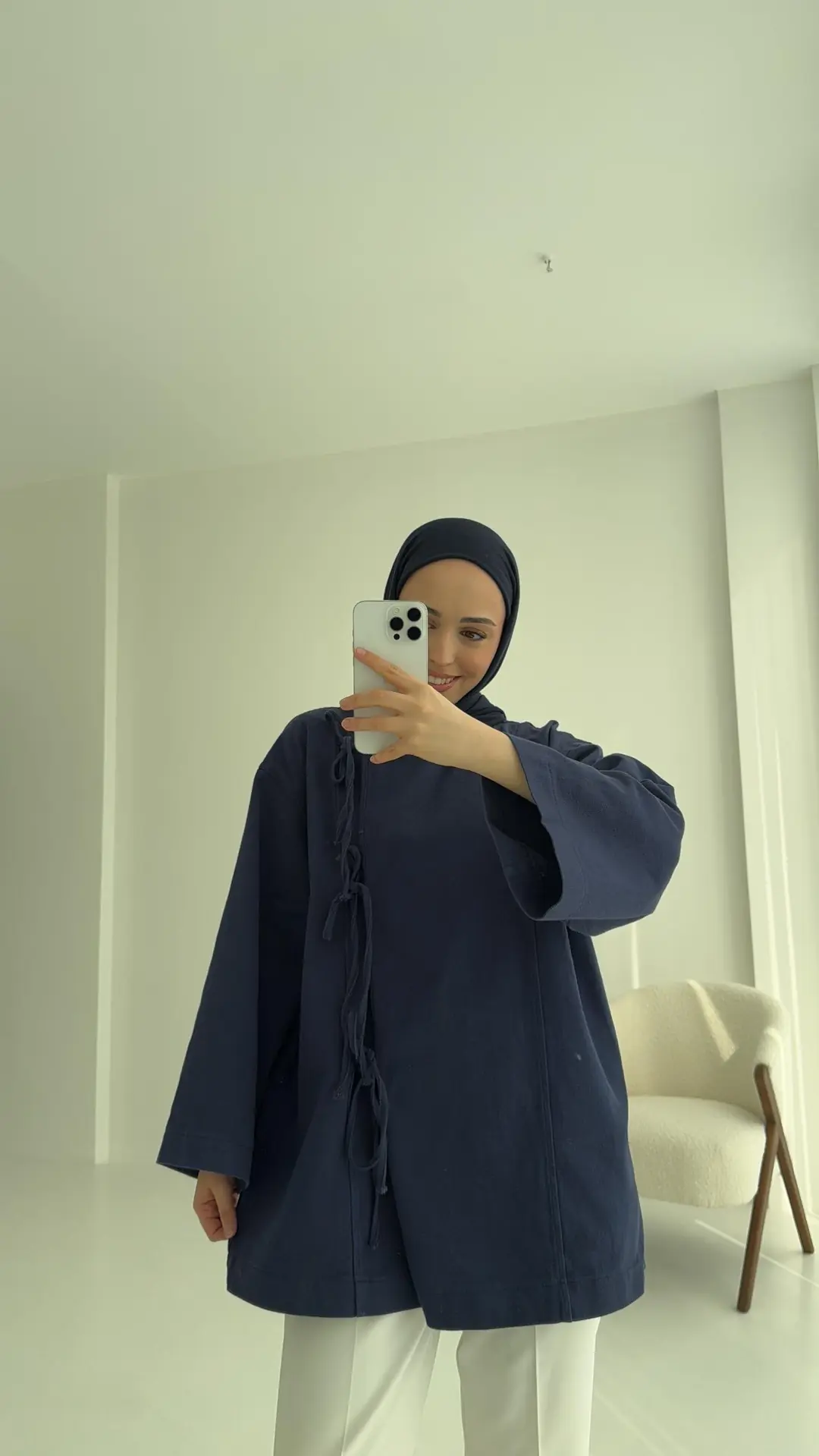 Gabardin Baglamalı Ceket/Kimono Lacivert - Görsel 2