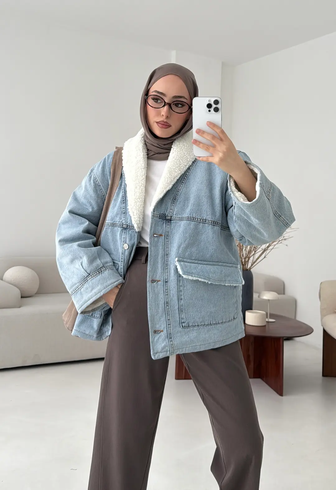 İçi Kürk Detay Denim Ceket - Görsel 2