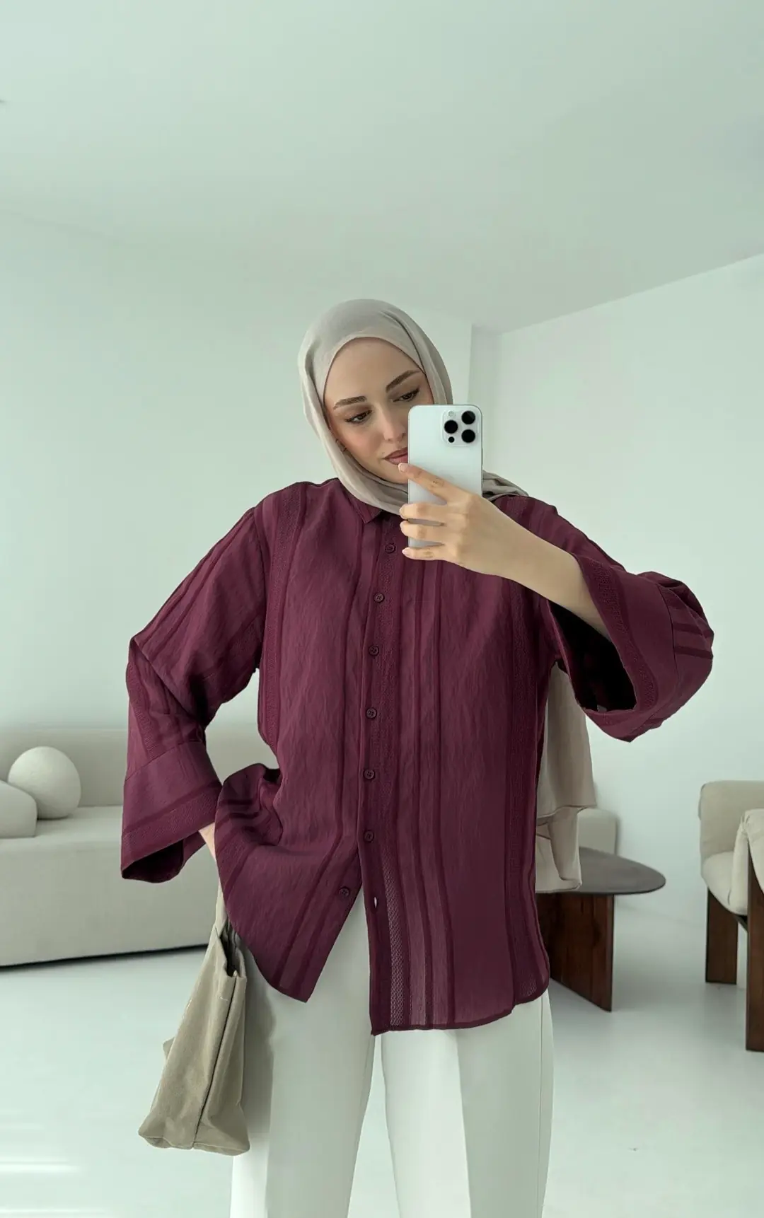 Jakarlı Gömlek Bordo