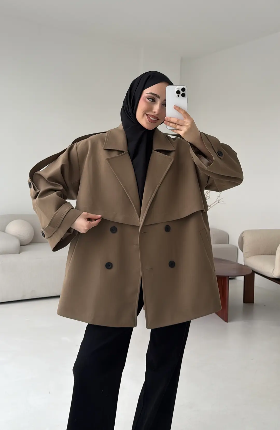 Kısa Trenç Caramel - Görsel 3
