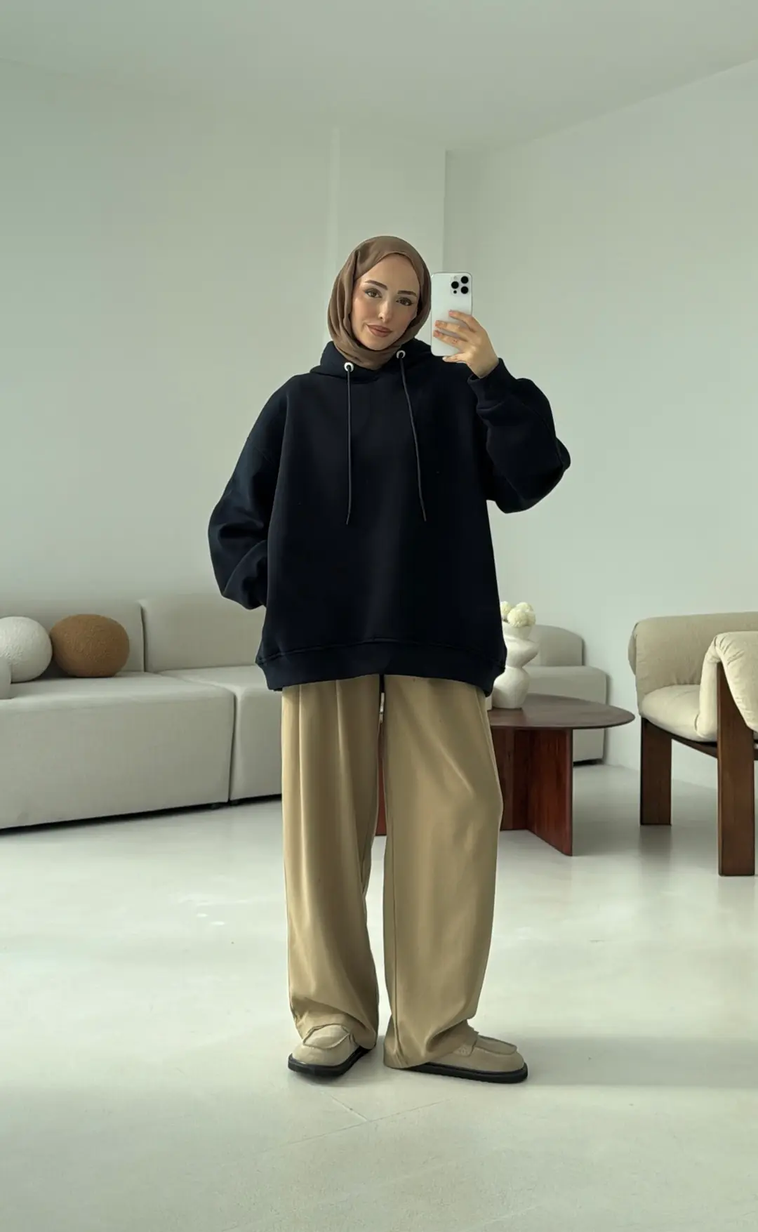 Kolu Pile Detay Oversize Sweatshirt Lacivert - Görsel 3