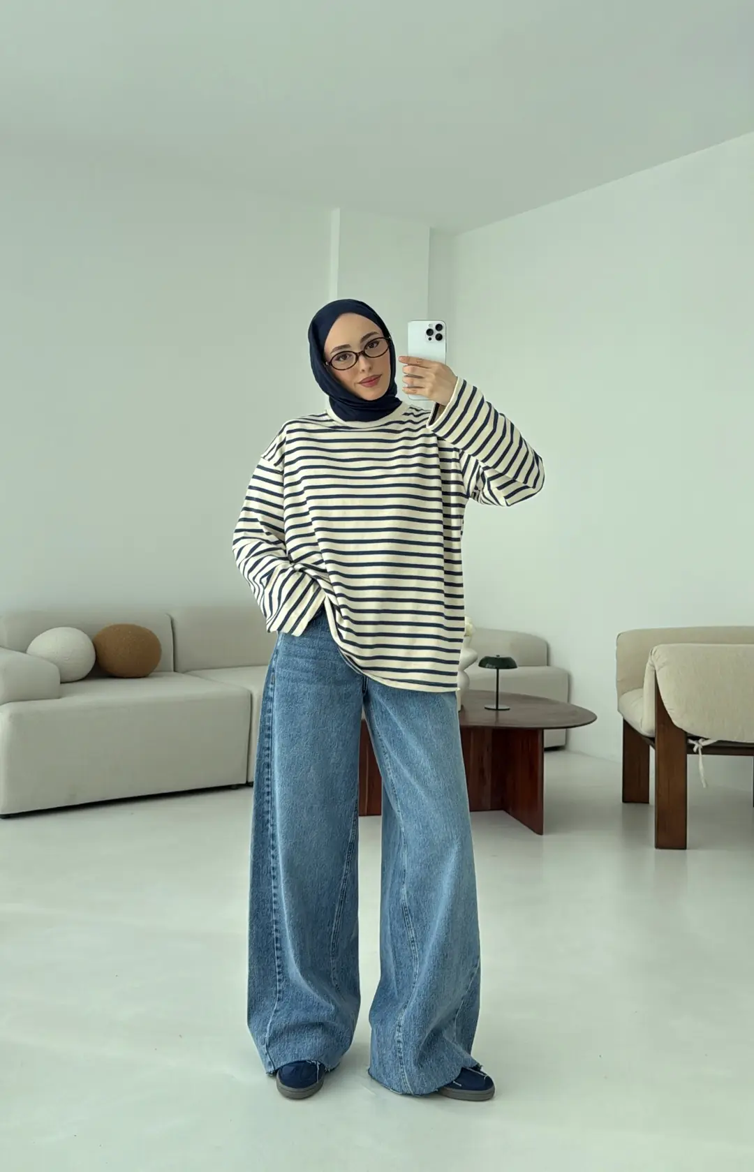Lacivert Çizgili Sweat - Görsel 16