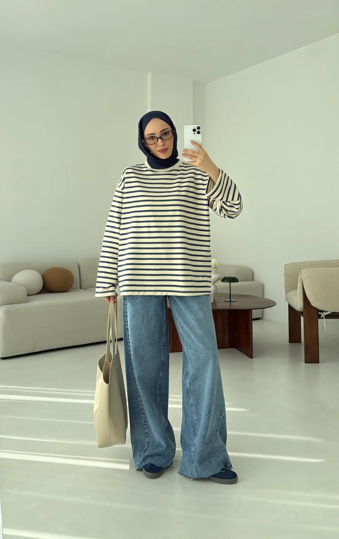 Lacivert Çizgili Sweat - Görsel 18
