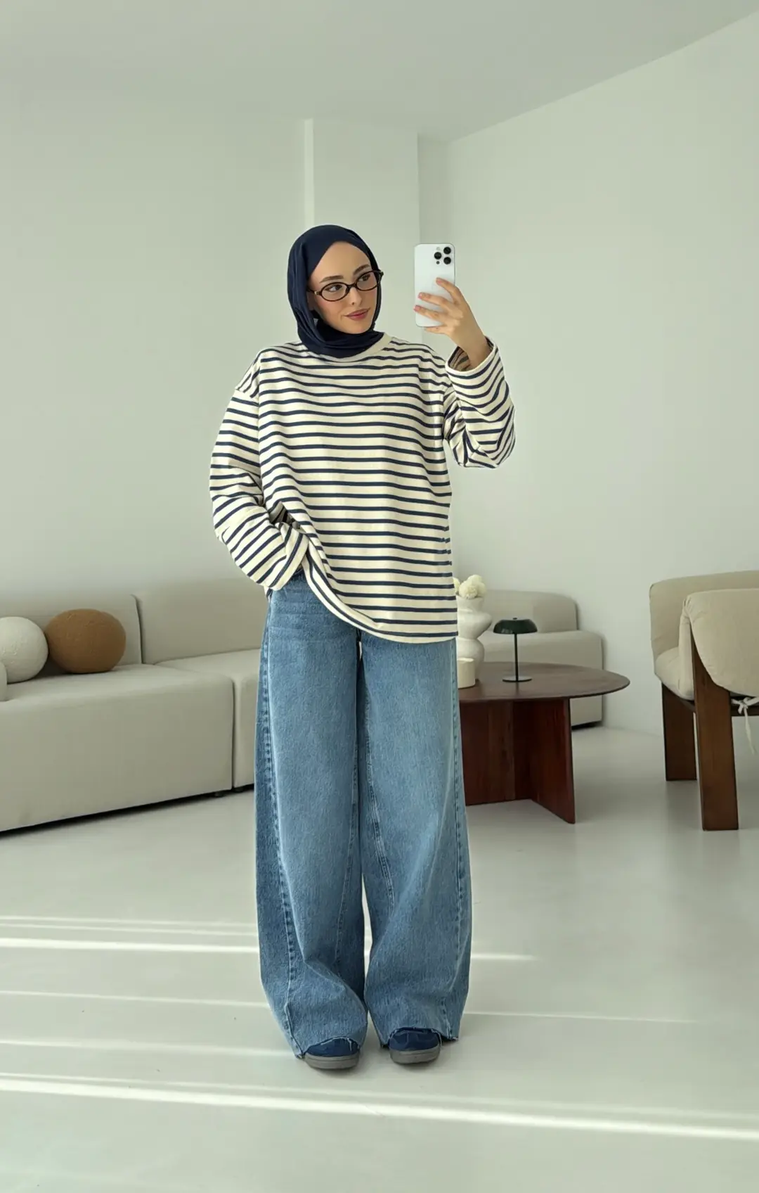 Lacivert Çizgili Sweat - Görsel 8