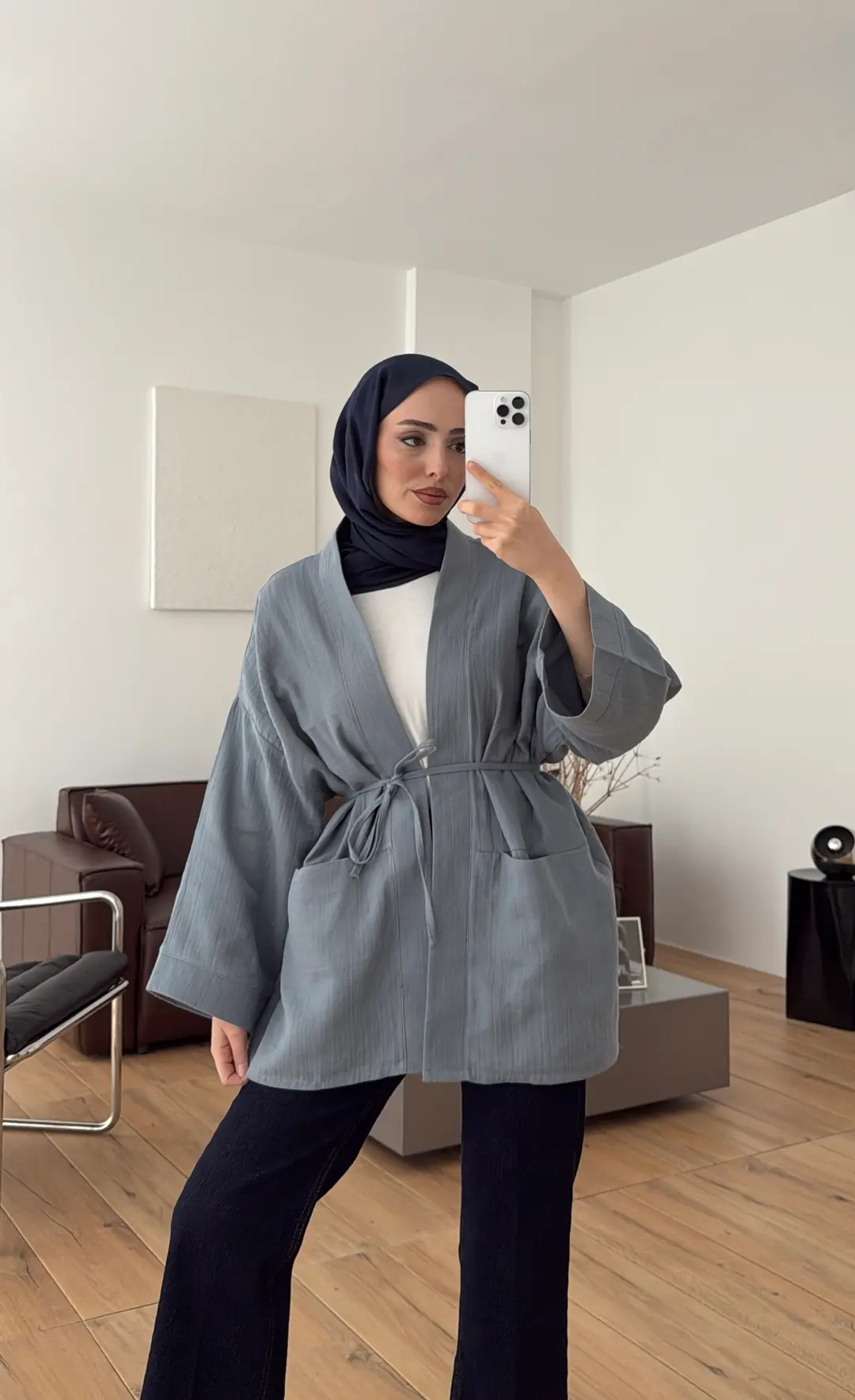 Müslin Kimono Mavi