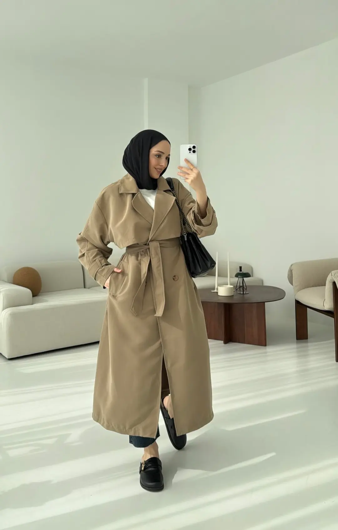 Oversize Vizon Trençkot - Görsel 4