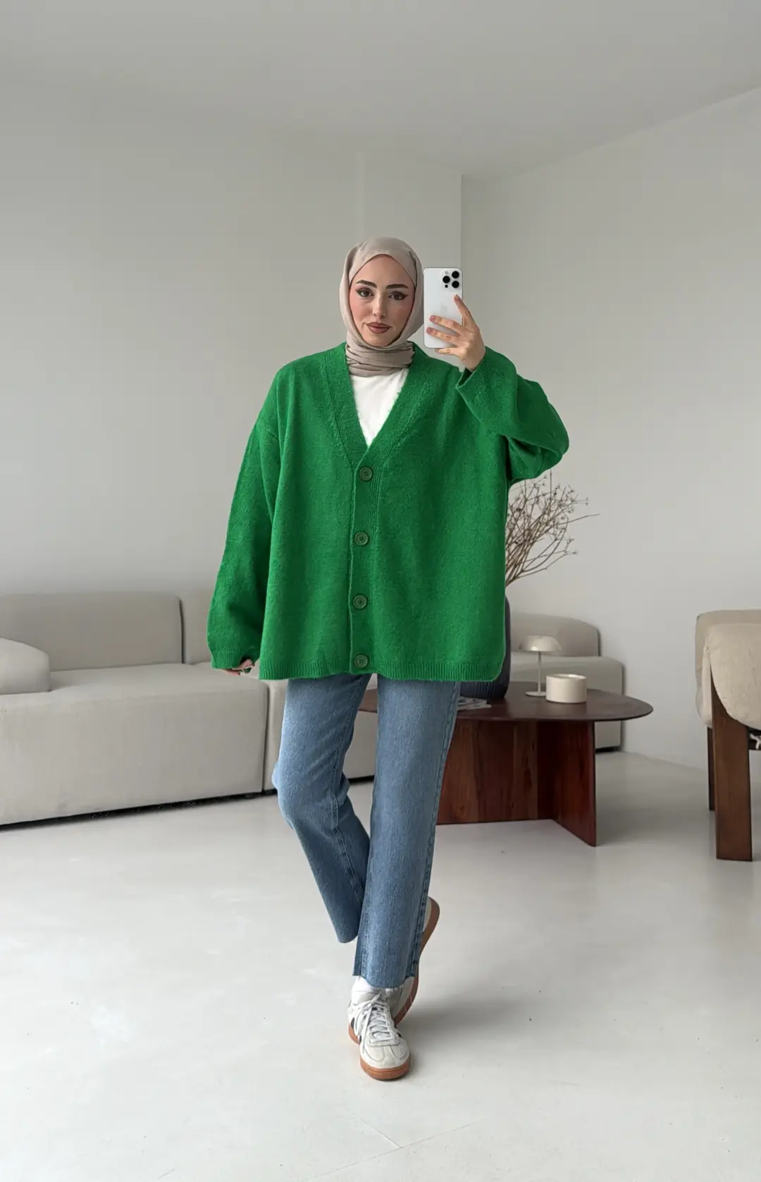 Oversize Yünlü Kazak Benetton Yeşili - Görsel 2