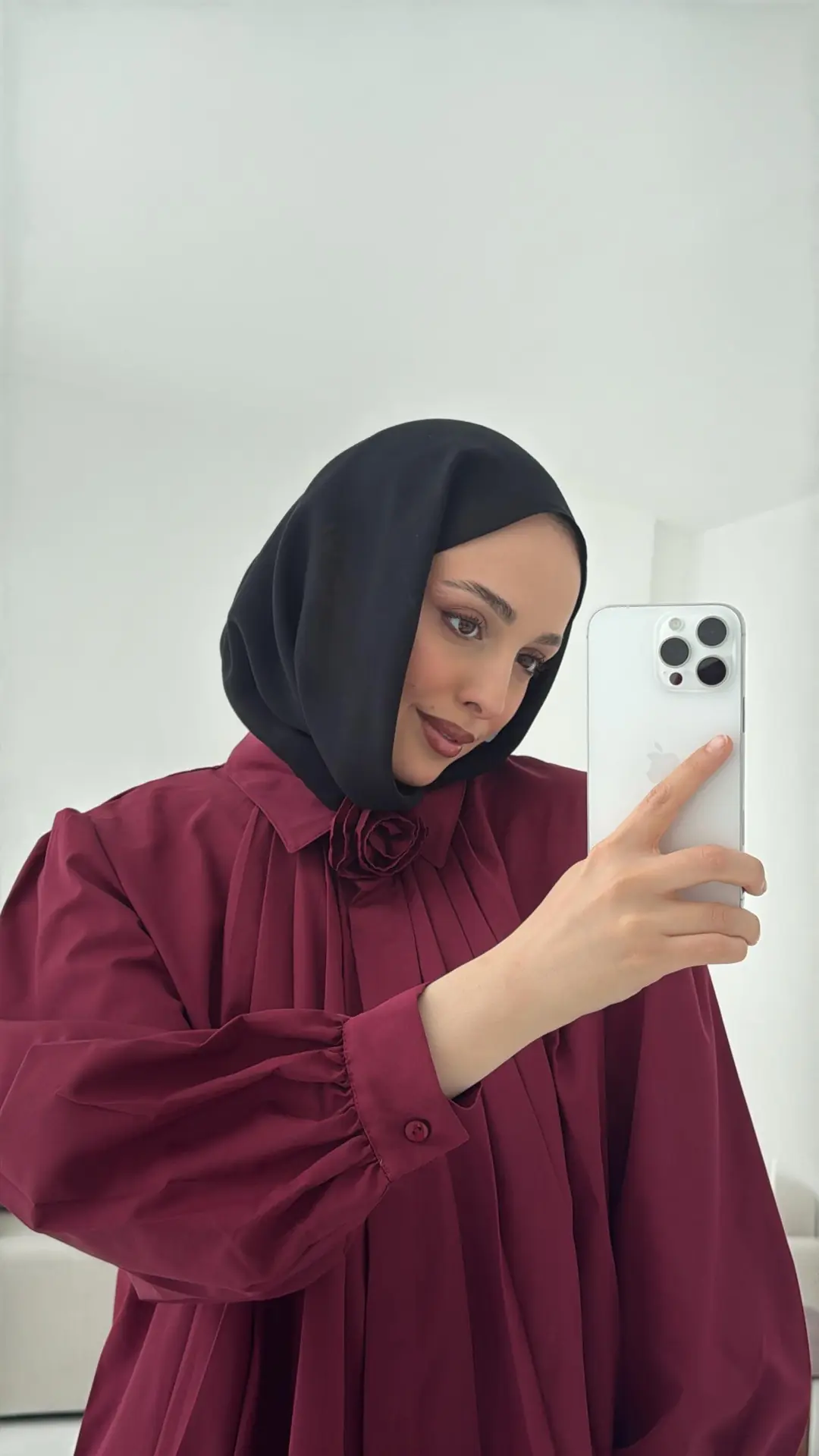 Pile Detay Gömlek Bordo - Görsel 3