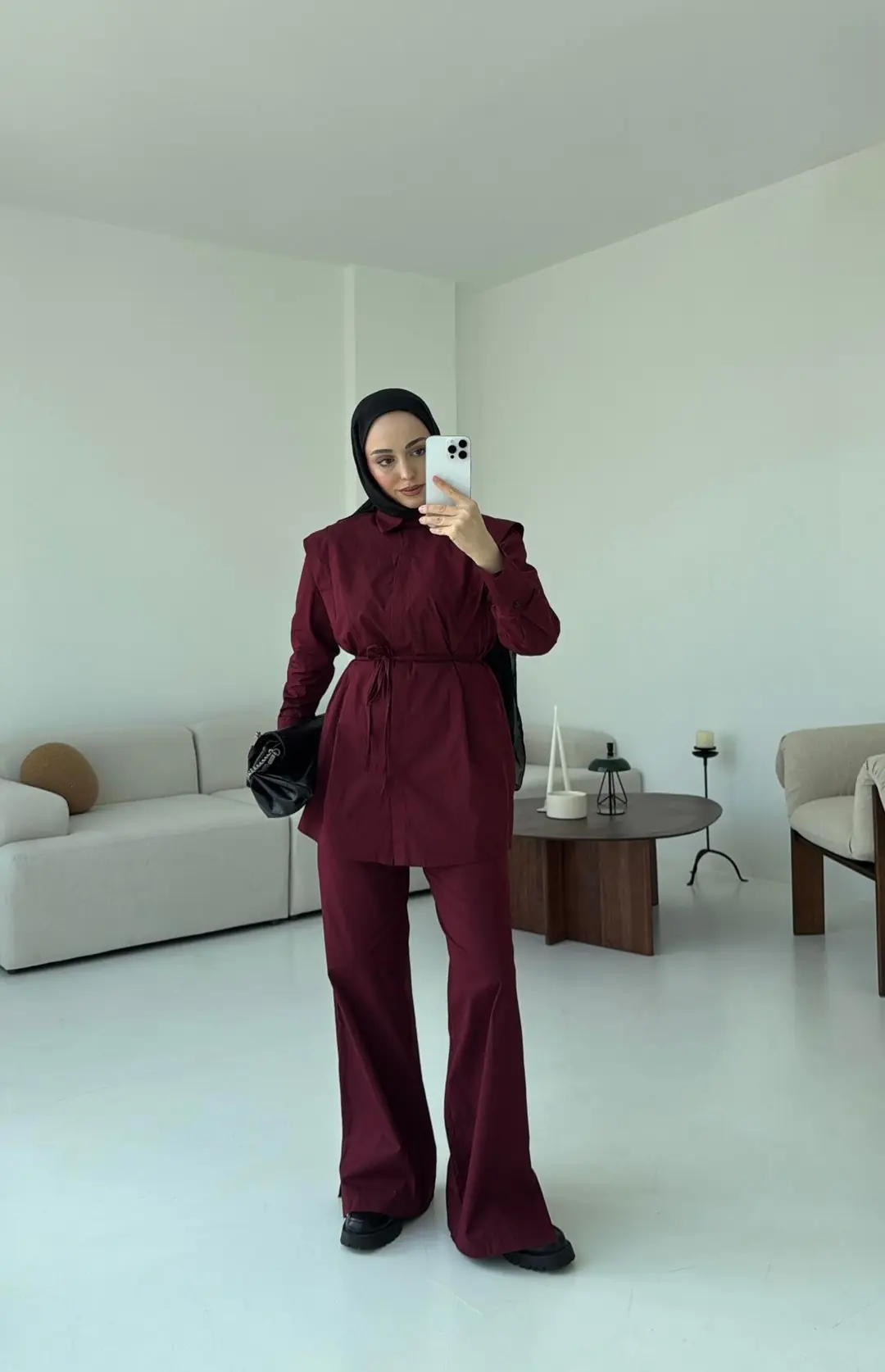 Poplin Bordo Takım